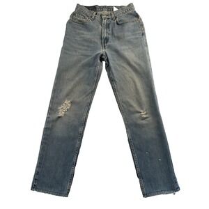 Vtg Y2K Levi's 512 Women's Sz 8 Mom Jeans‎ Distressed Tapered Leg Hemmed 2000s